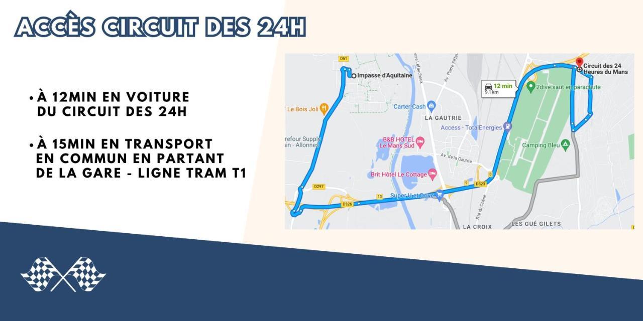 Appartement T3 Proche Circuit Du Mans Allonnes  Exterior foto